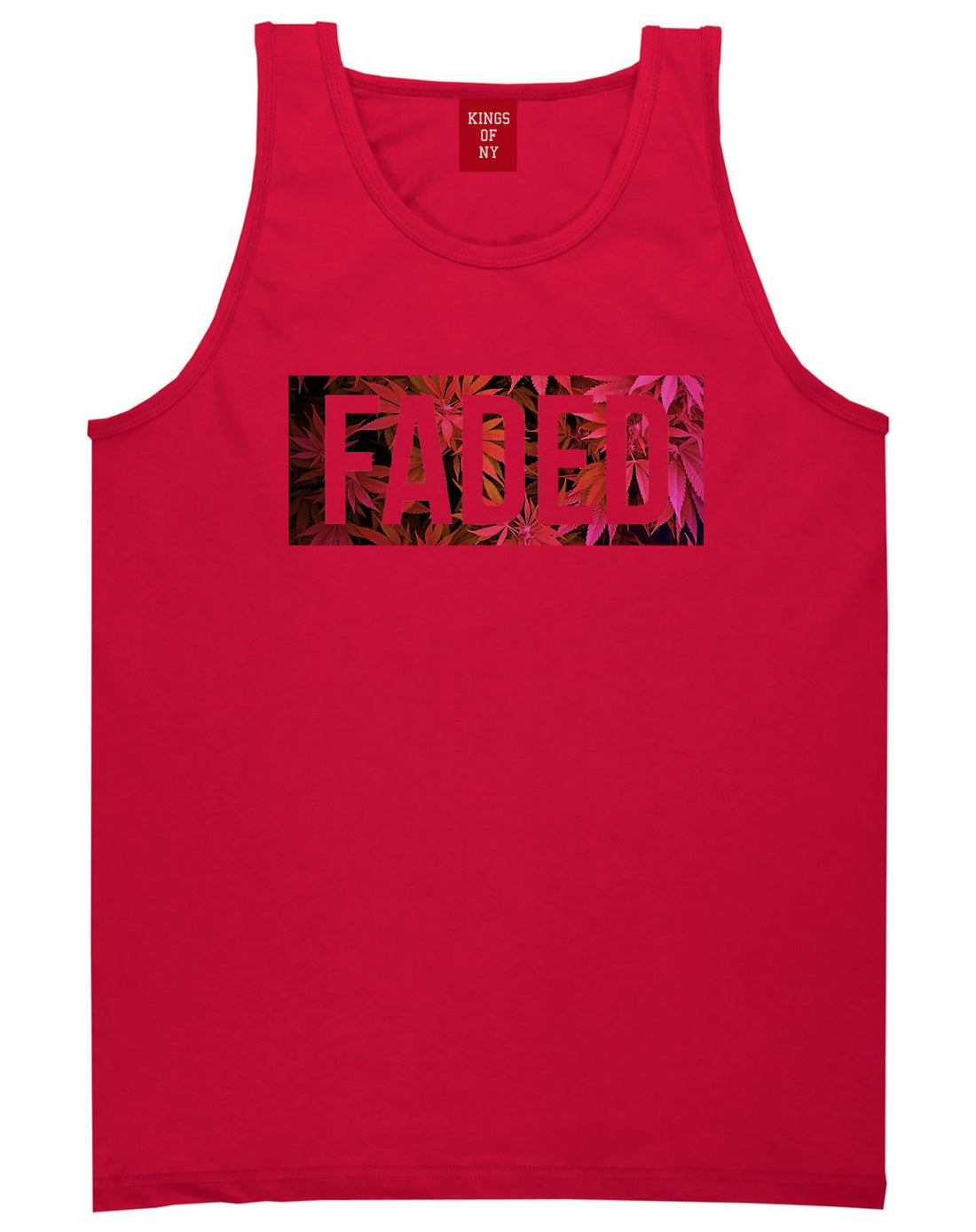 Faded Red and Pink Marijuana Weed Tank Top in Red by Kings Of NY