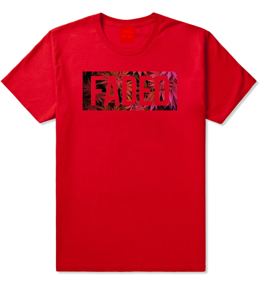 Faded Red and Pink Marijuana Weed T-Shirt in Red by Kings Of NY