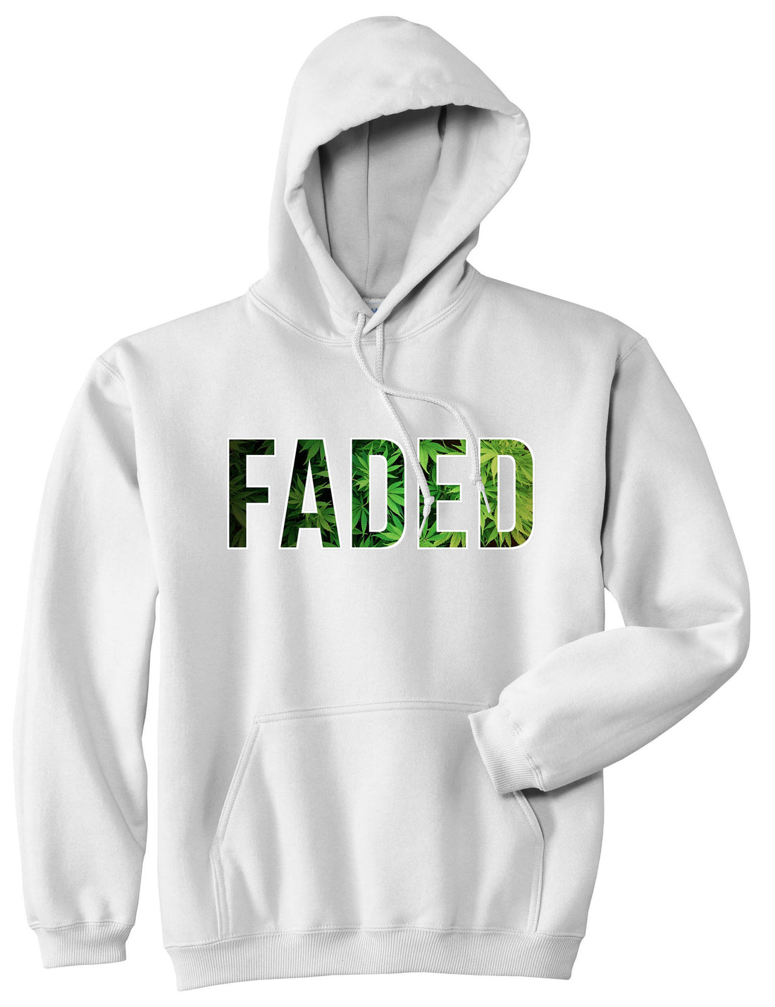 Faded Plant Life Marijuana Drugs Legalize Pullover Hoodie Hoody in White by Kings Of NY
