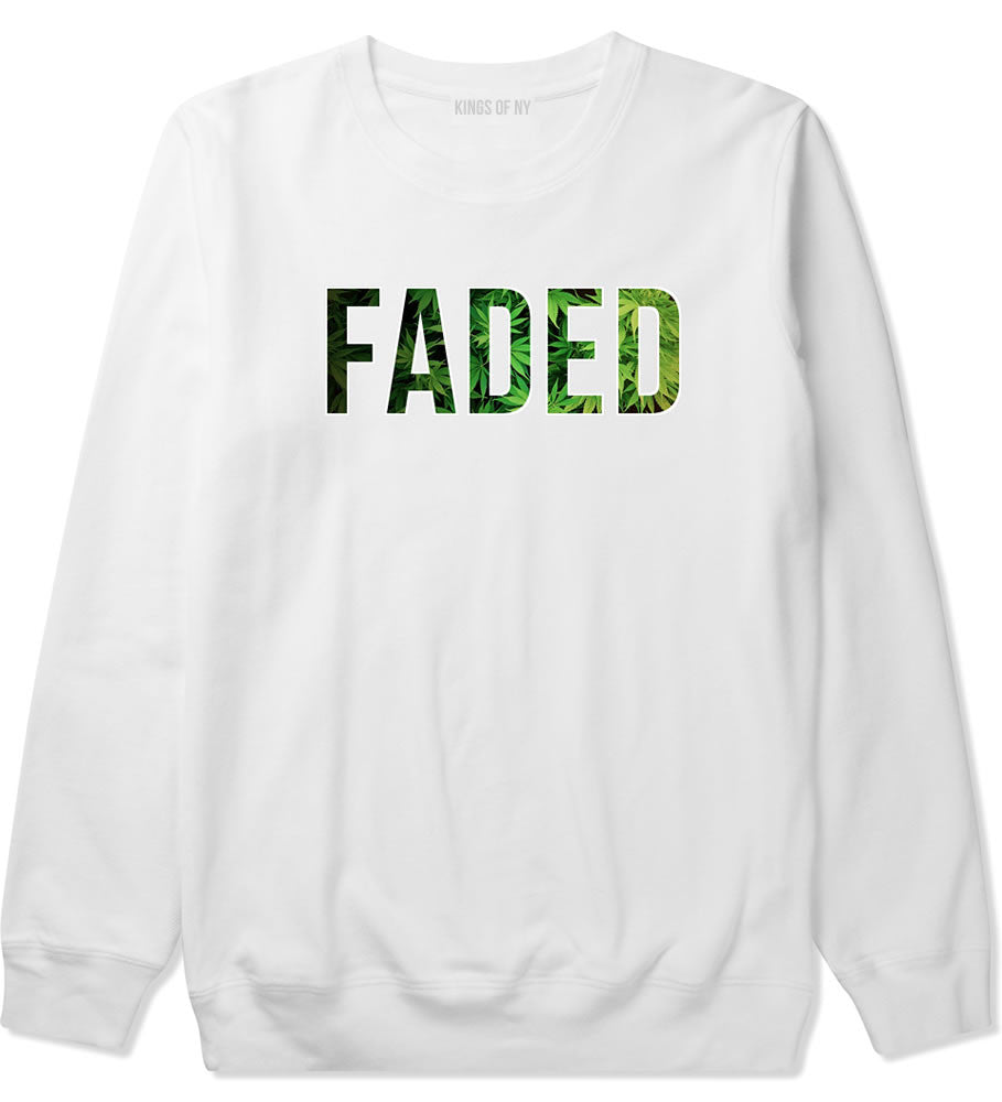 Faded Plant Life Marijuana Drugs Legalize Boys Kids Crewneck Sweatshirt in White by Kings Of NY