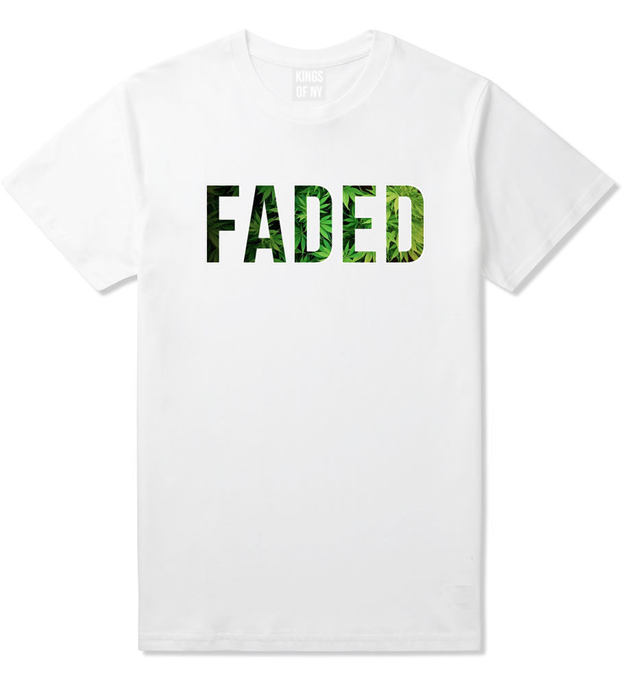 Faded Plant Life Marijuana Drugs Legalize T-Shirt In White by Kings Of NY