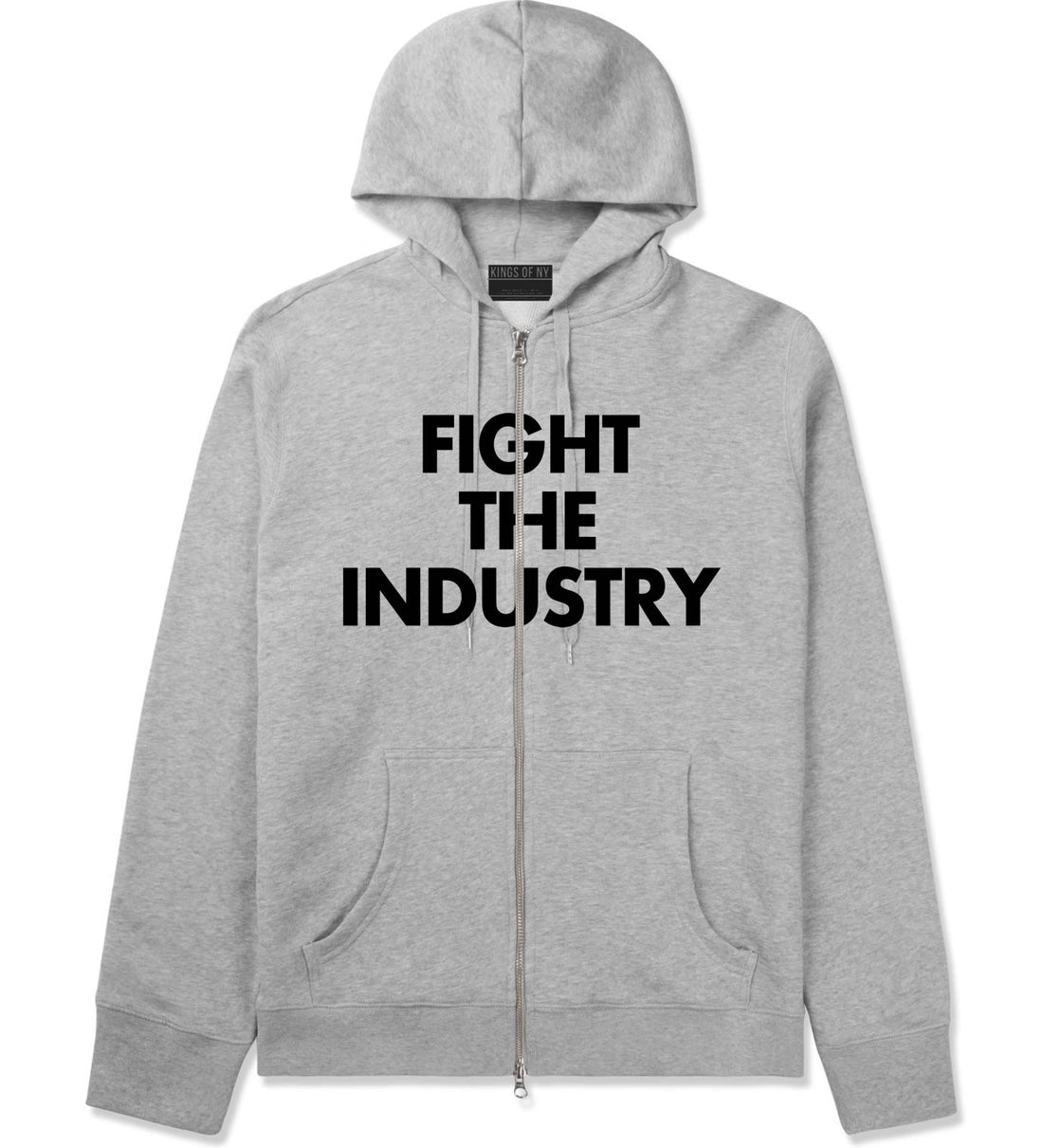 Fight The Industry Power Zip Up Hoodie in Grey By Kings Of NY