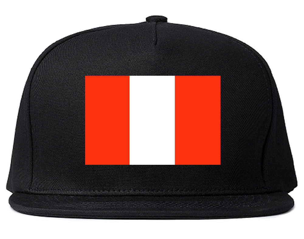 Peru Flag Country Printed Snapback Hat Cap Black