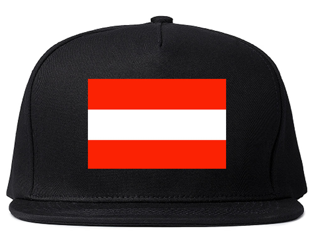 Austria Flag Country Printed Snapback Hat Cap Black