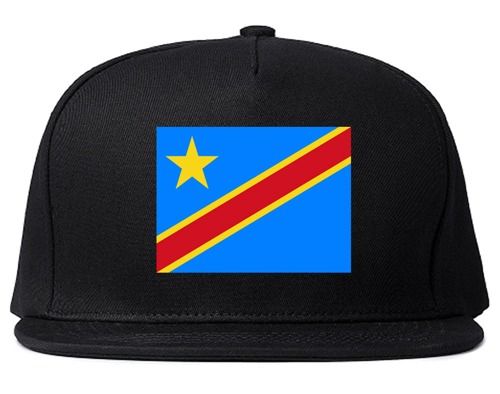 Congo Flag Country Printed Snapback Hat Cap Black