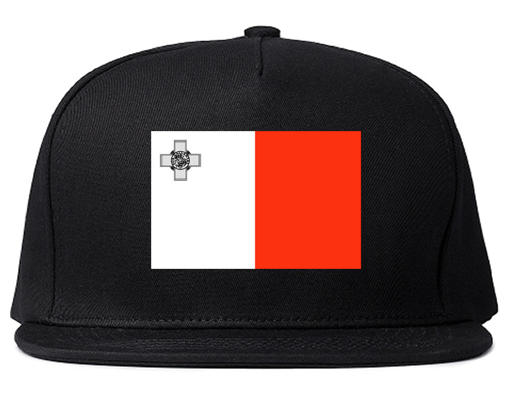 Malta Flag Country Printed Snapback Hat Cap Black