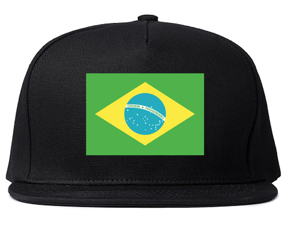 Brazil Flag Country Printed Snapback Hat Cap Black