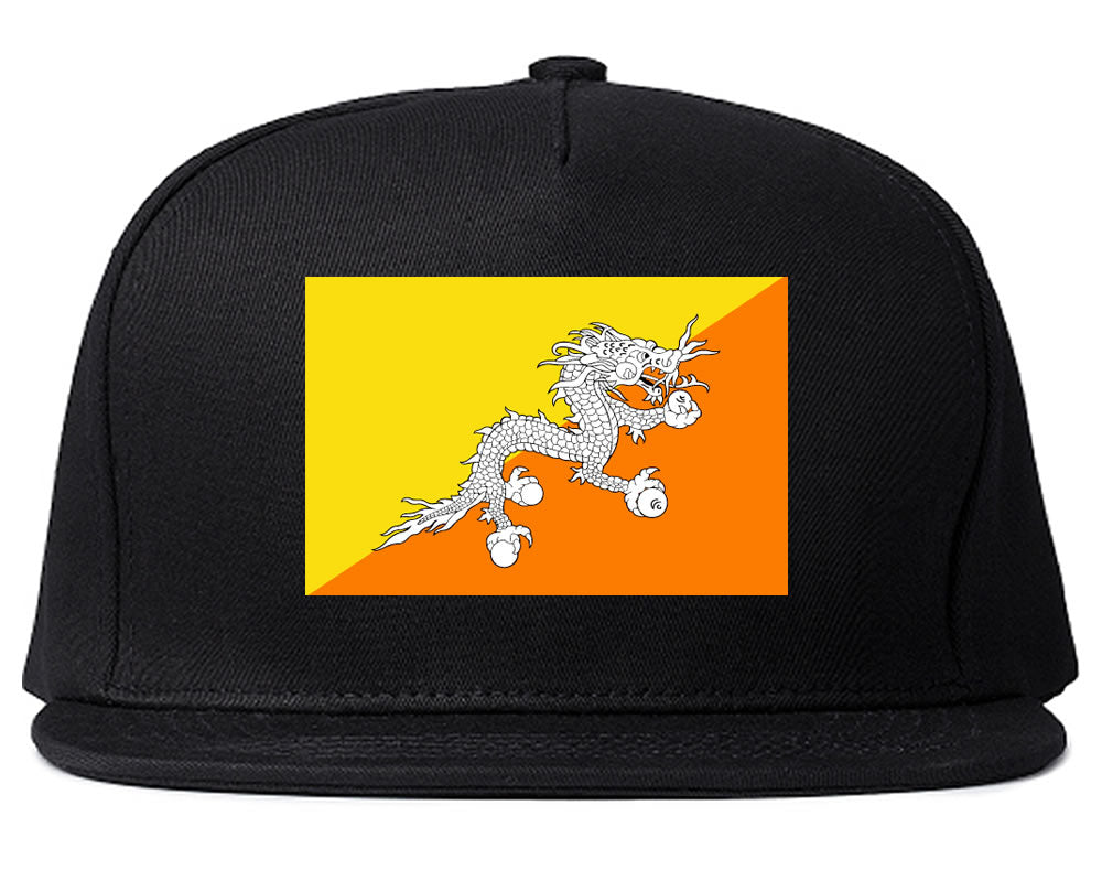 Bhutan Flag Country Printed Snapback Hat Cap Black