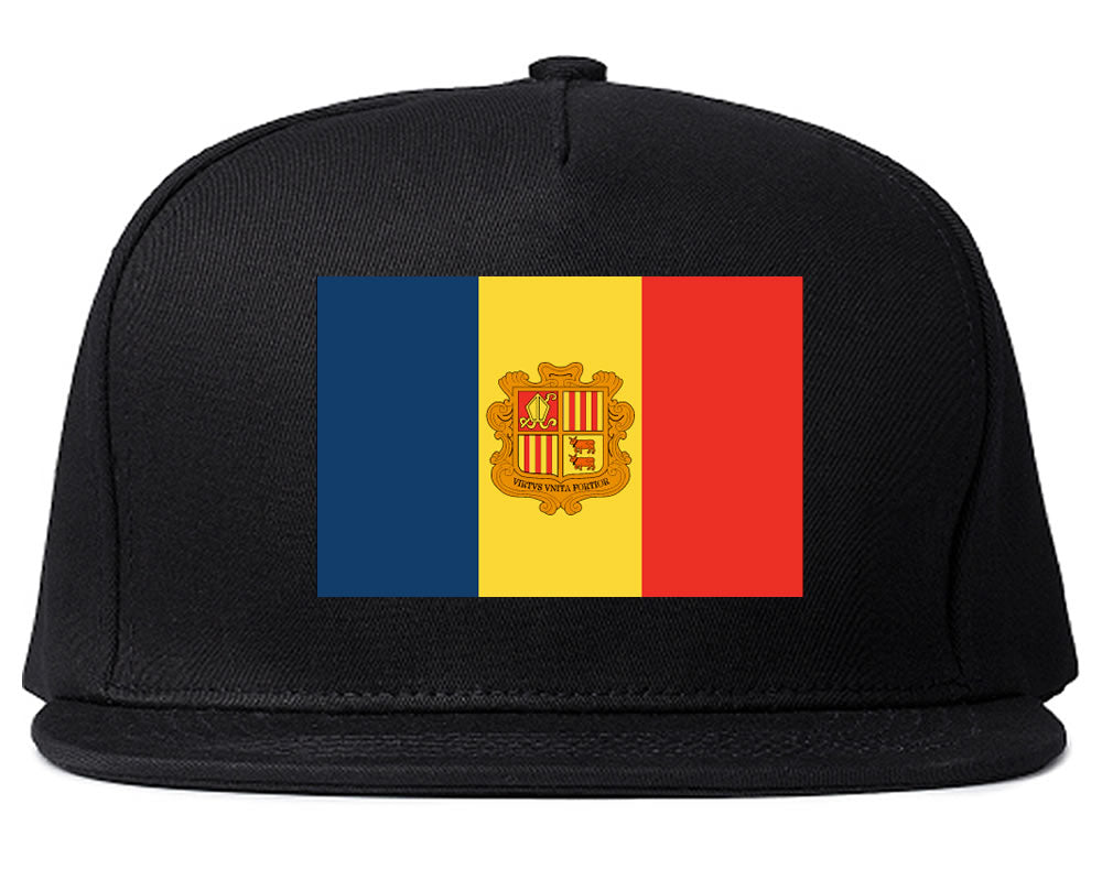 Andorra Flag Country Printed Snapback Hat Cap Black