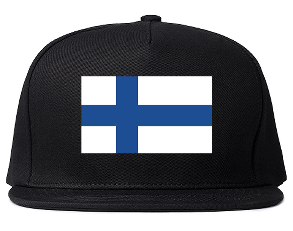 Finland Flag Country Printed Snapback Hat Cap Black