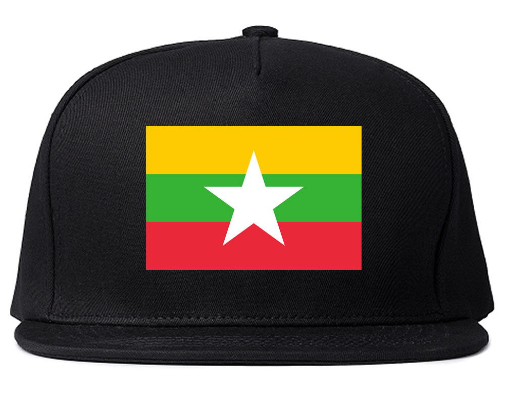 Myanmar Flag Country Printed Snapback Hat Cap Black