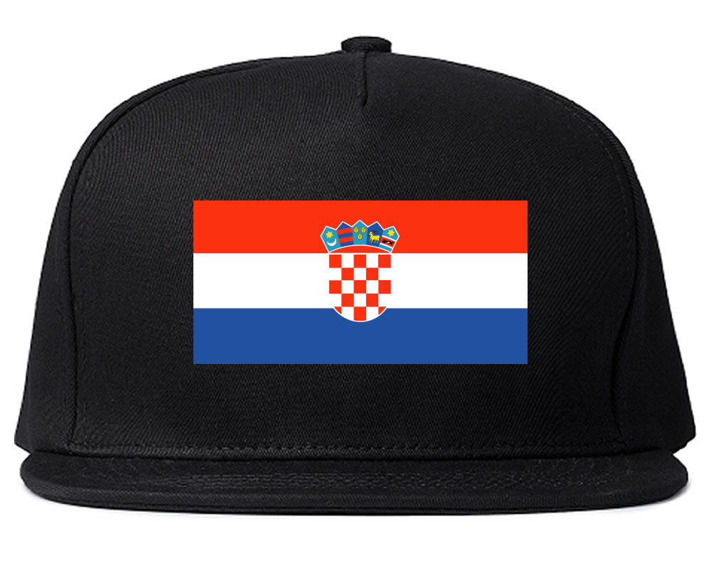 Croatia Flag Country Printed Snapback Hat Cap Black