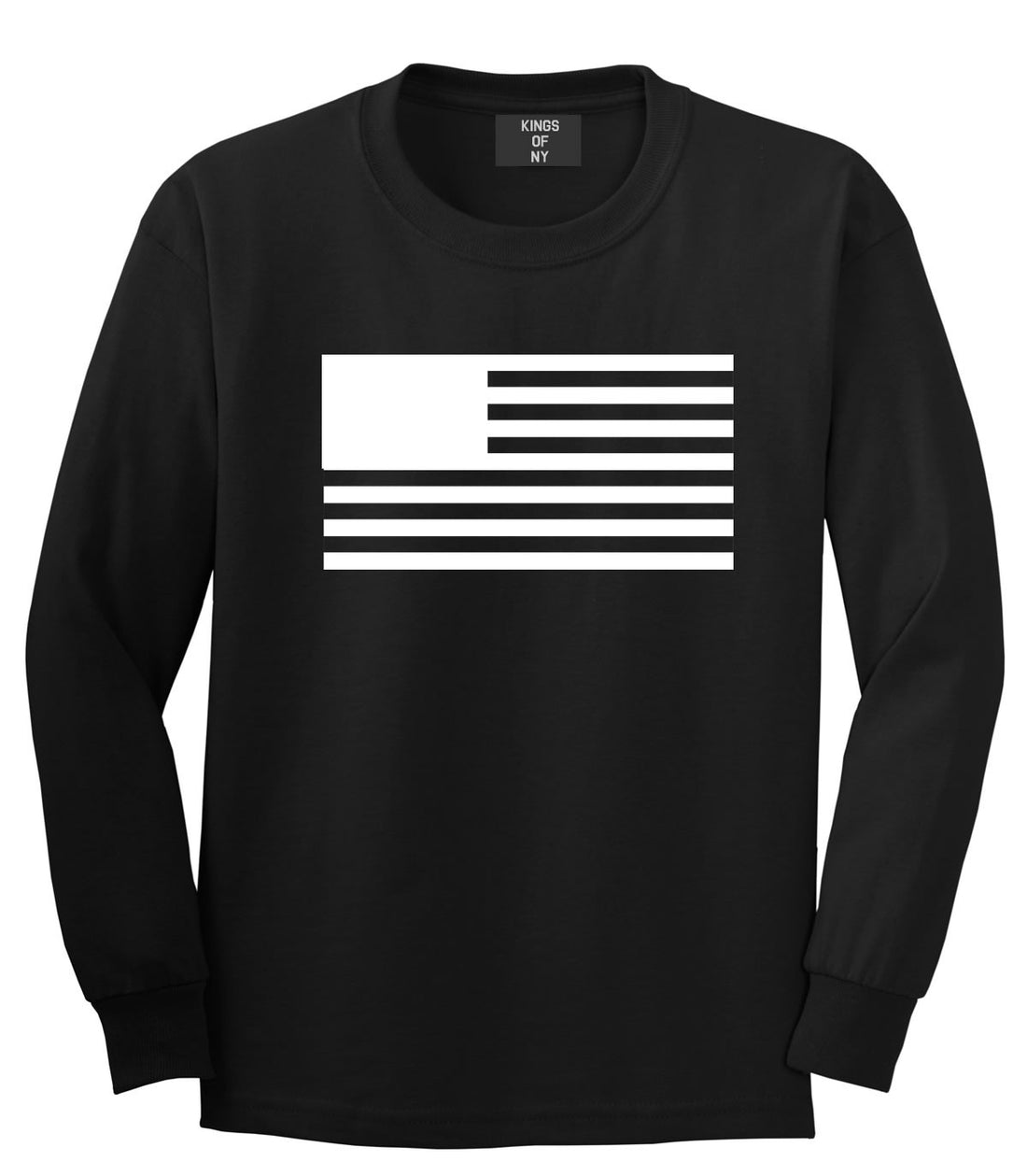Kings Of NY American Flag Goth Style Long Sleeve T-Shirt in Black