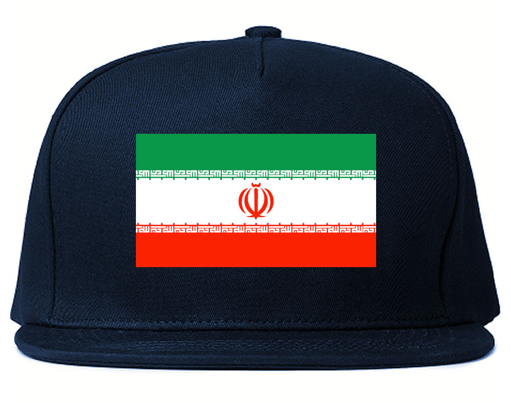 Iran Flag Country Printed Snapback Hat Cap Navy Blue