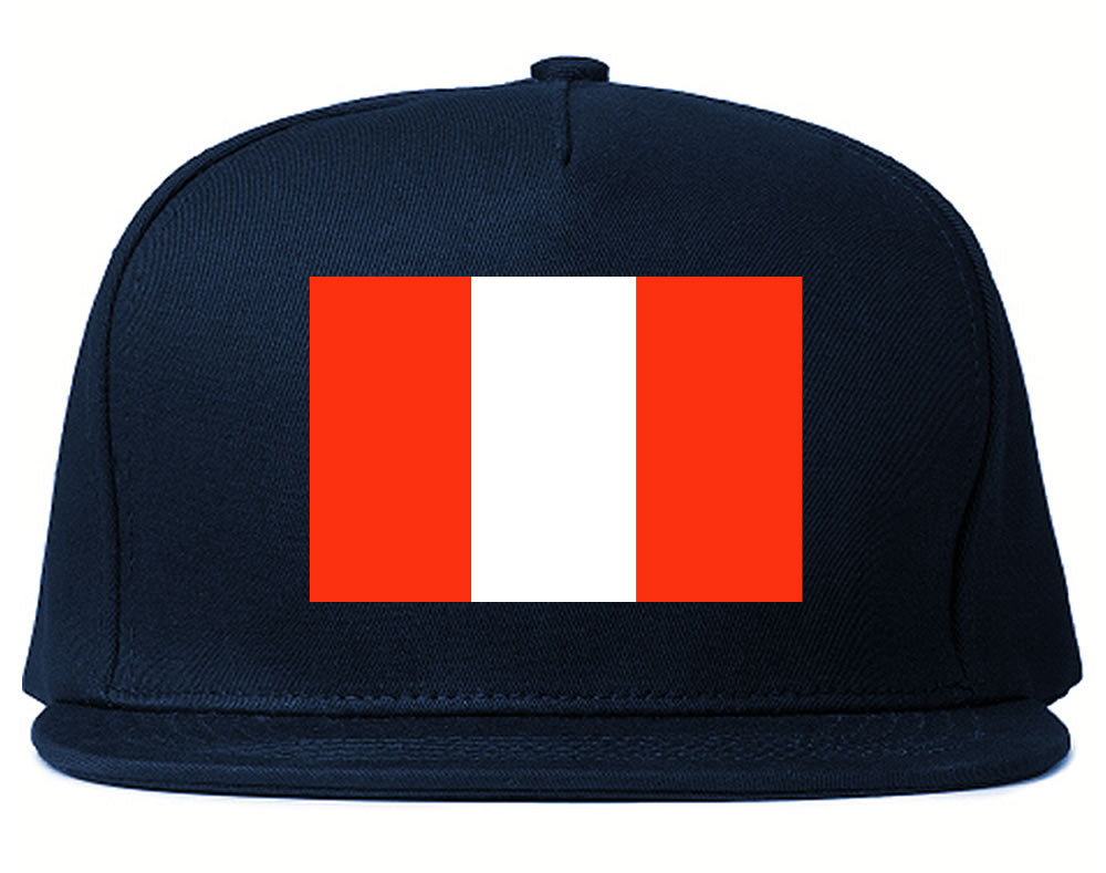 Peru Flag Country Printed Snapback Hat Cap Navy Blue