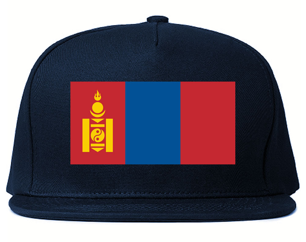 Mongolia Flag Country Printed Snapback Hat Cap Navy Blue
