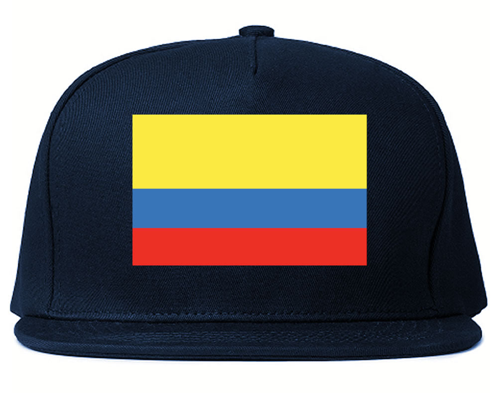 Colombia Flag Country Printed Snapback Hat Cap Navy Blue