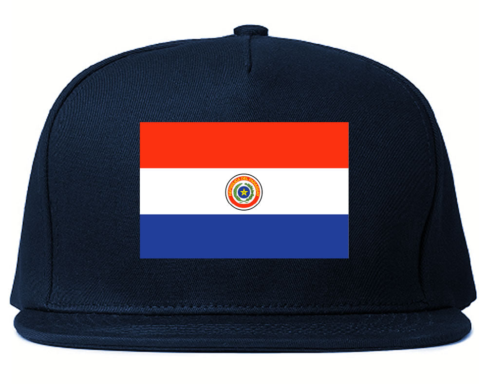 Paraguay Flag Country Printed Snapback Hat Cap Navy Blue