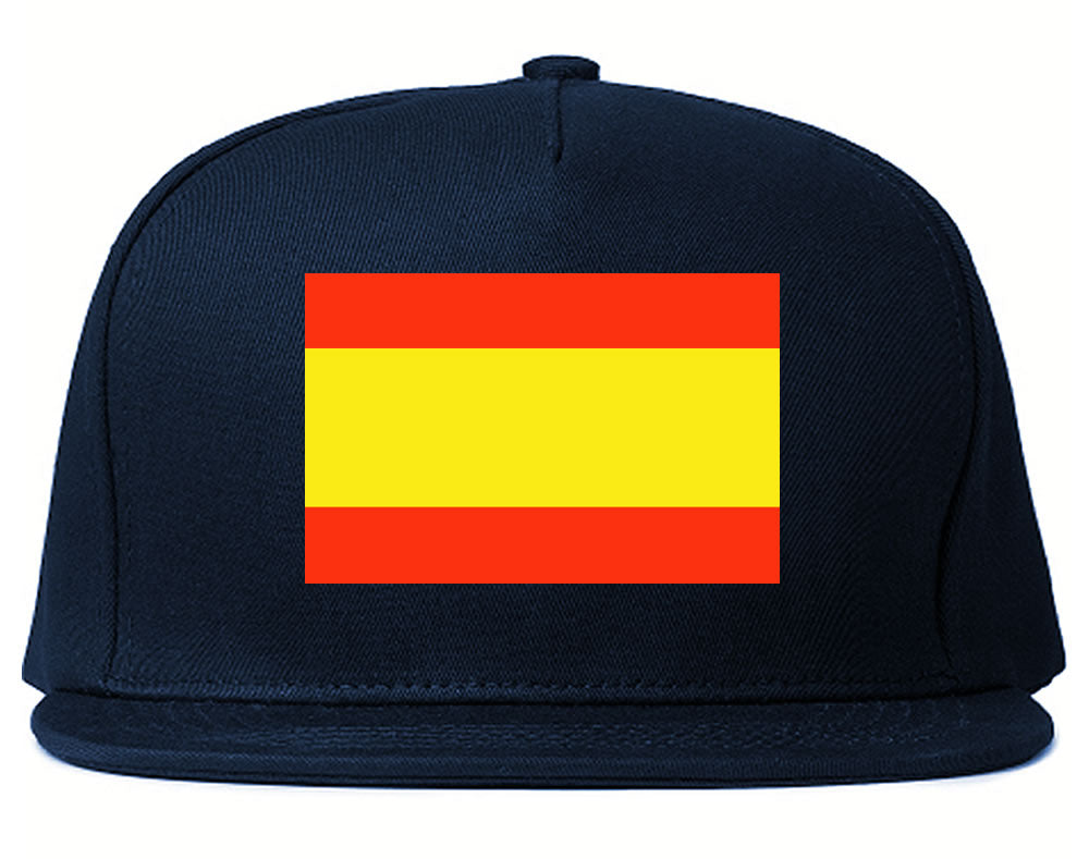 Spain Flag Country Printed Snapback Hat Cap Navy Blue