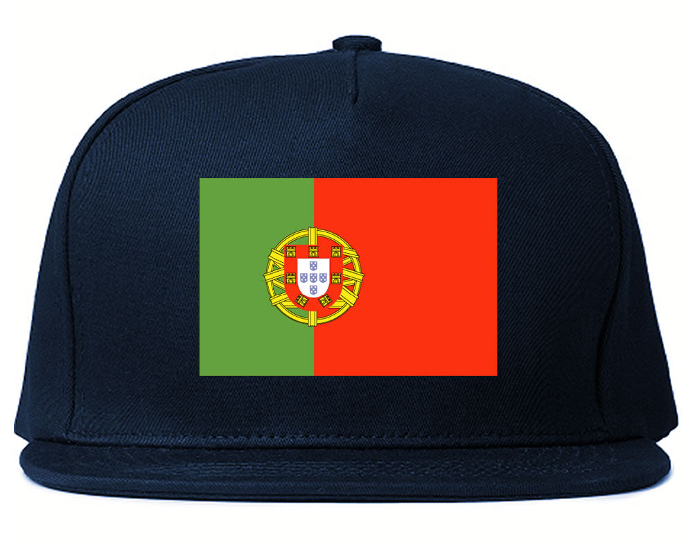 Portugal Flag Country Printed Snapback Hat Cap Navy Blue