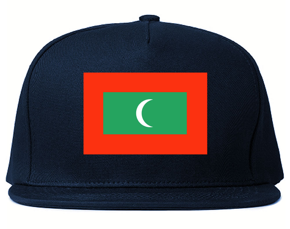 Maldives Flag Country Printed Snapback Hat Cap Navy Blue