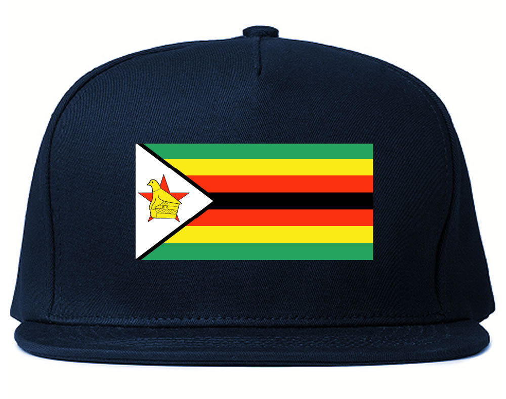 Zimbabwe Flag Country Printed Snapback Hat Cap Navy Blue