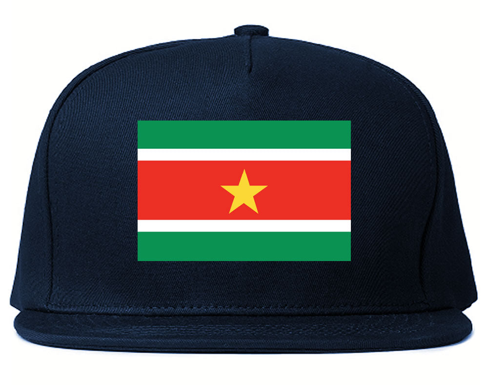 Suriname Flag Country Printed Snapback Hat Cap Navy Blue