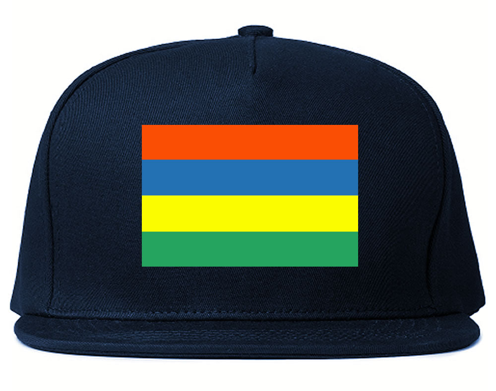 Mauritius Flag Country Printed Snapback Hat Cap Navy Blue