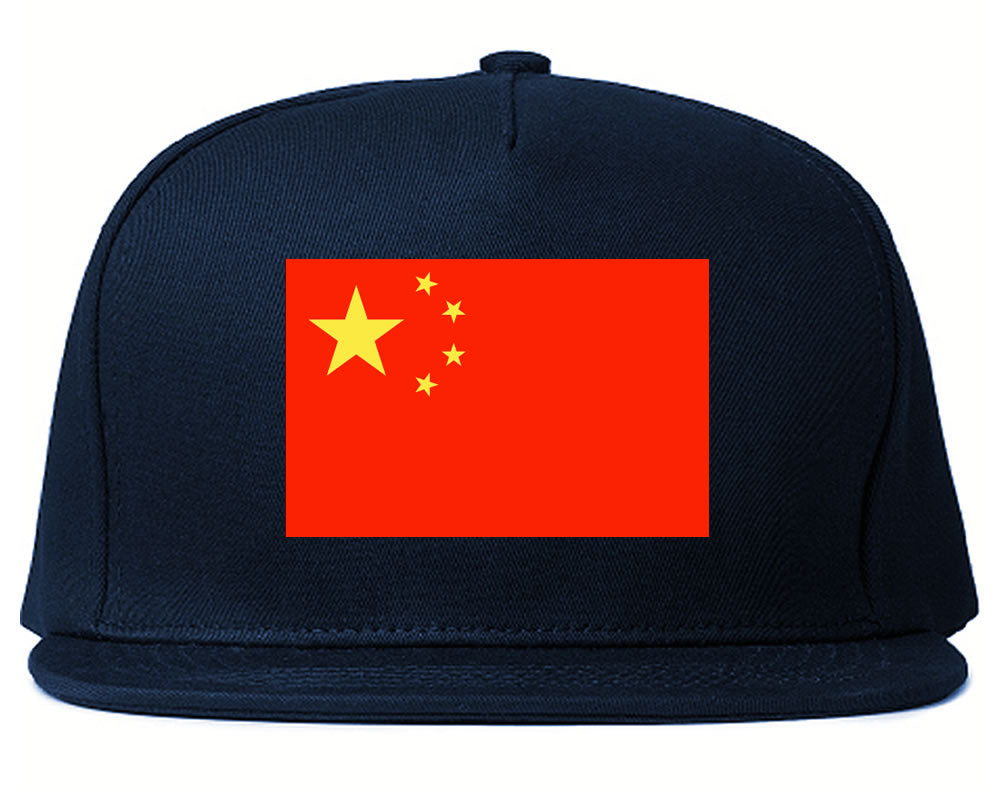 China Flag Country Printed Snapback Hat Cap Navy Blue