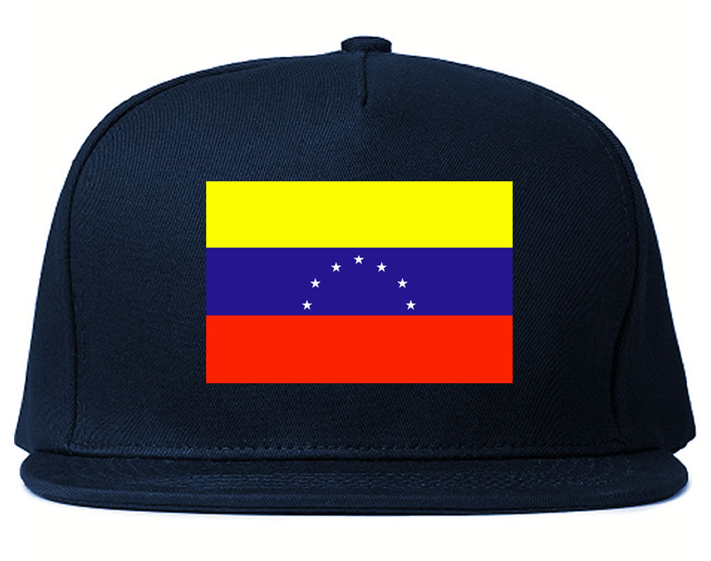 Venezuela Flag Country Printed Snapback Hat Cap Navy Blue