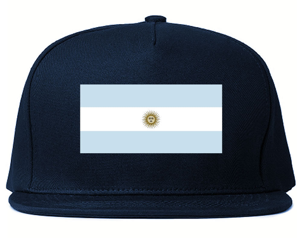Argentina Flag Country Printed Snapback Hat Cap Navy Blue