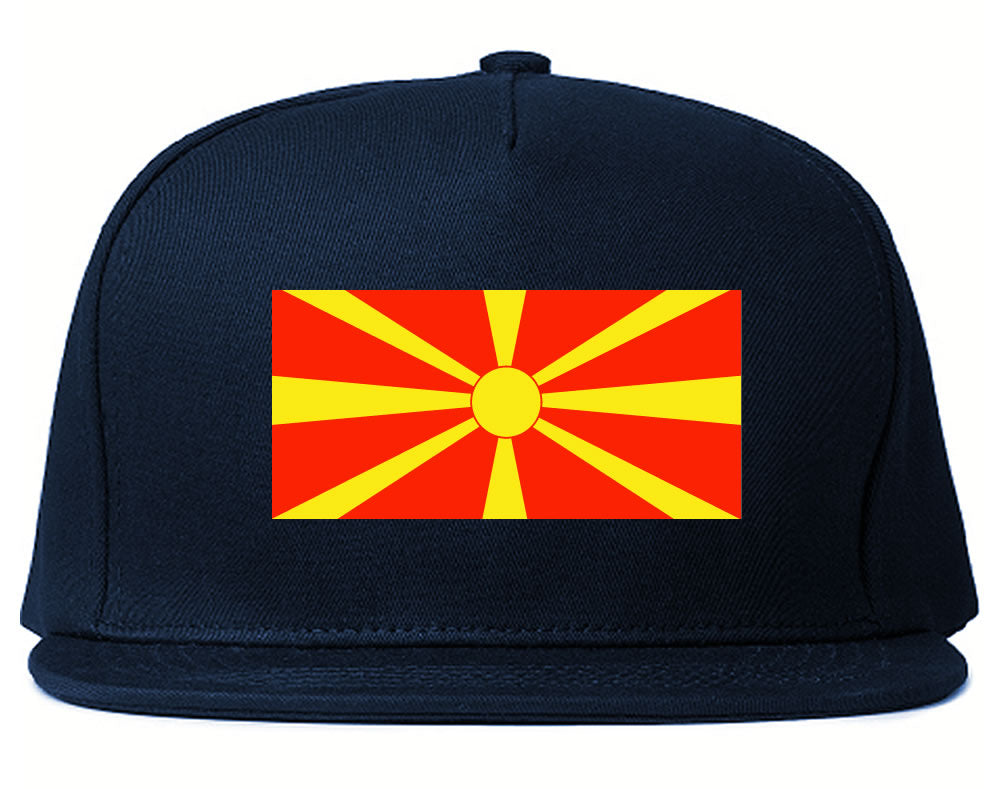 Macedonia Flag Country Printed Snapback Hat Cap Navy Blue