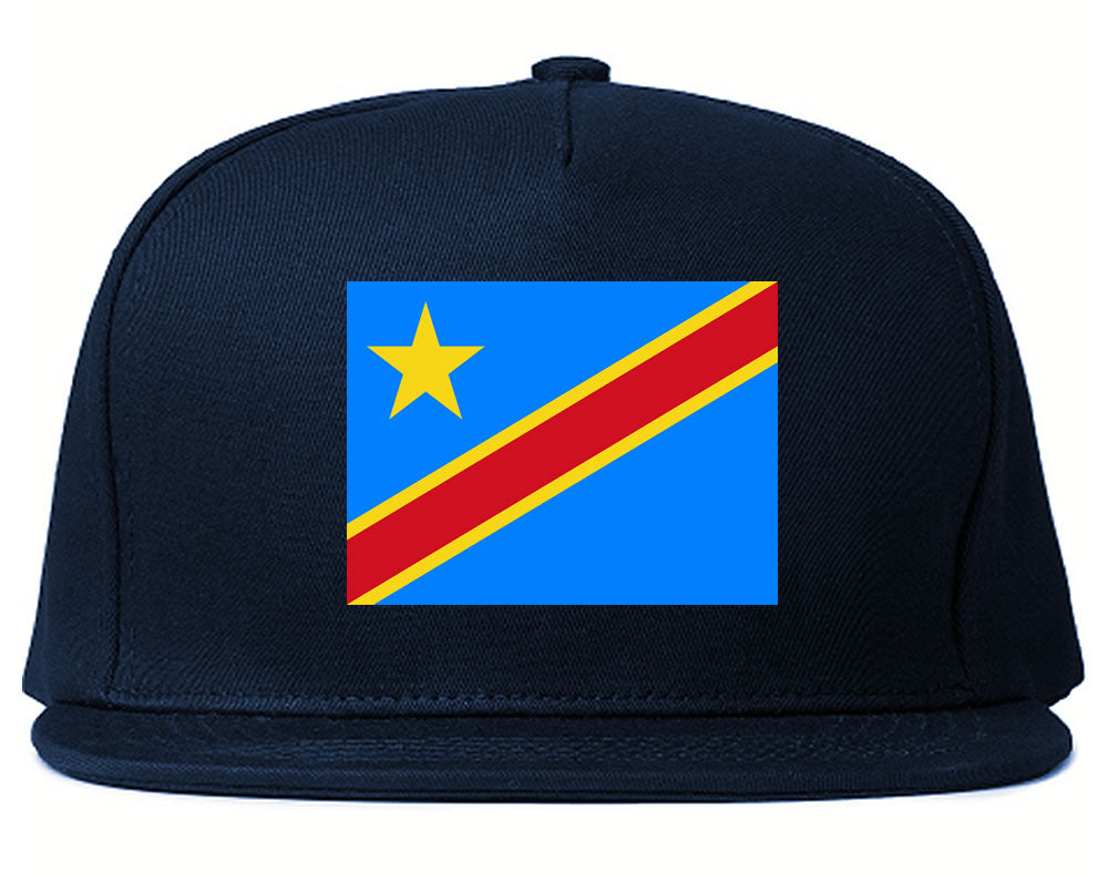 Congo Flag Country Printed Snapback Hat Cap Navy Blue