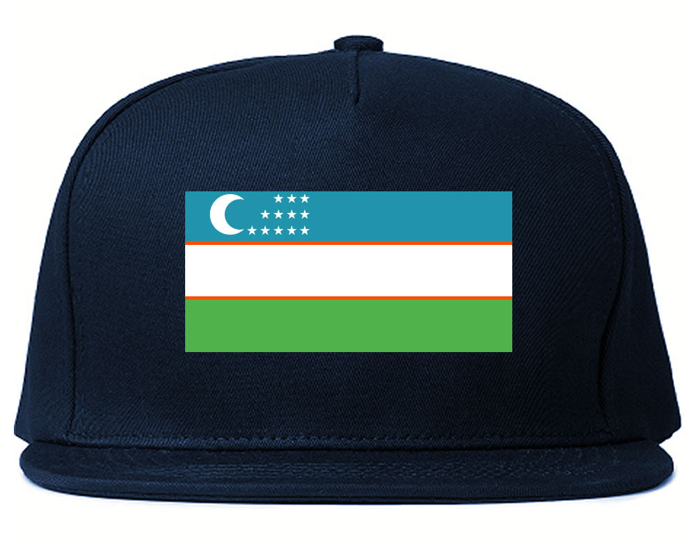 Uzbekistan Flag Country Printed Snapback Hat Cap Navy Blue