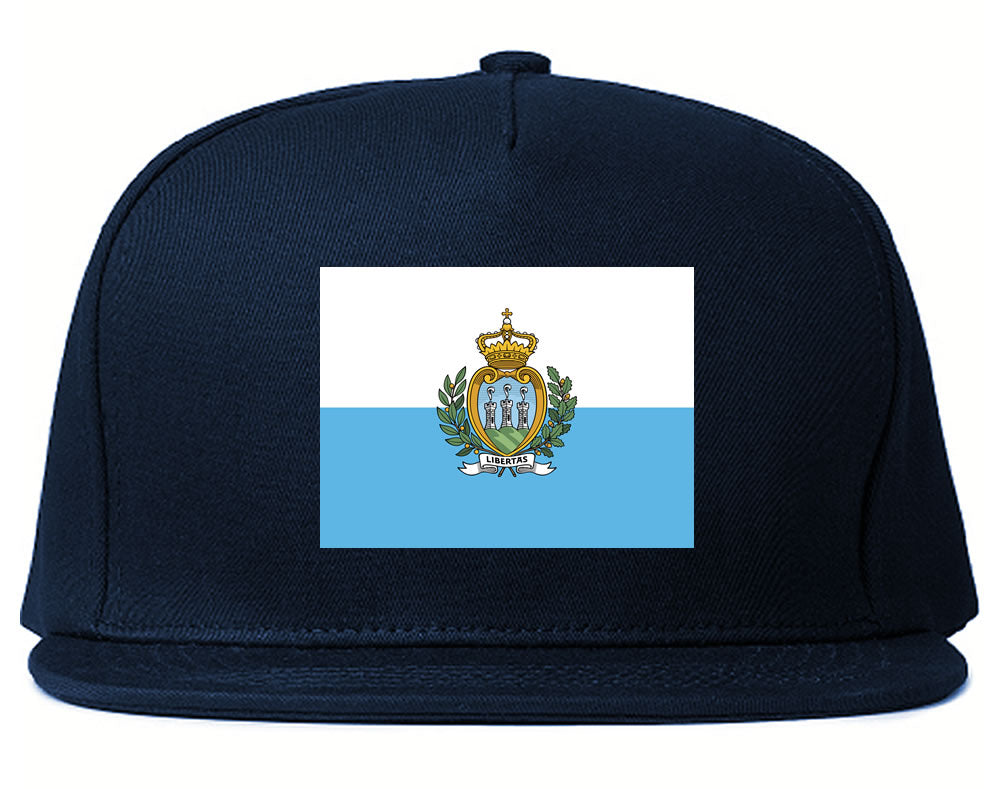 San Marino Flag Country Printed Snapback Hat Cap Navy Blue