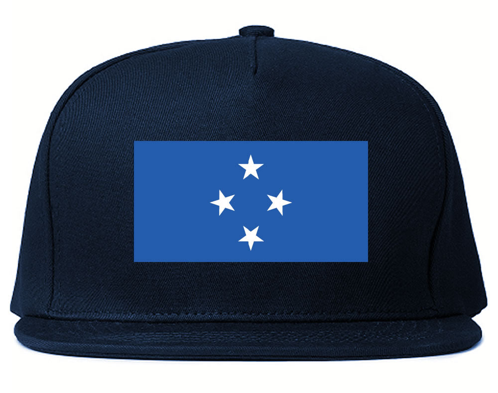 Micronesia Flag Country Printed Snapback Hat Cap Navy Blue