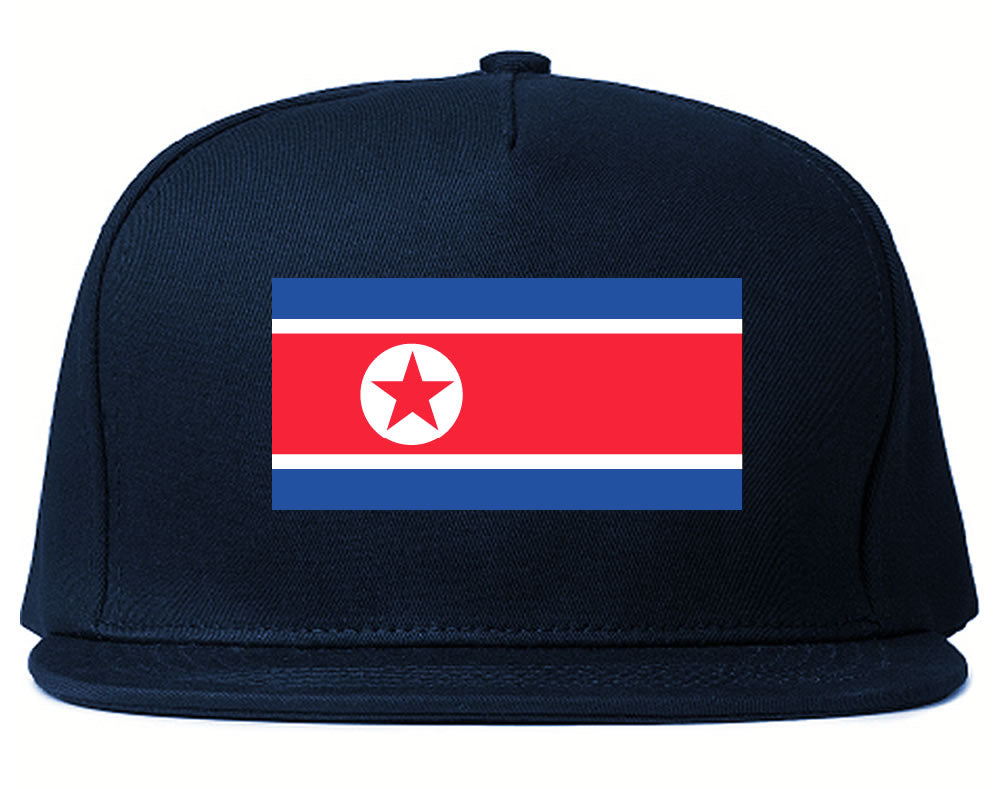 North Korea Flag Country Printed Snapback Hat Cap Navy Blue