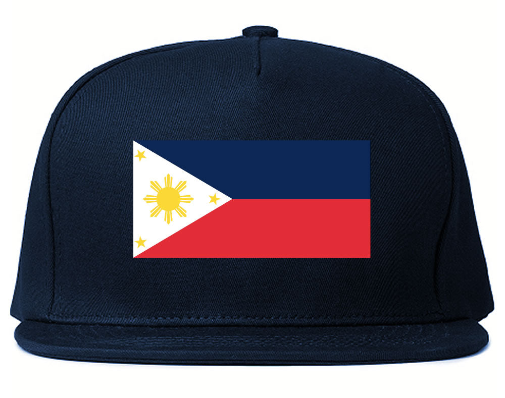 Philippines Flag Country Printed Snapback Hat Cap Navy Blue
