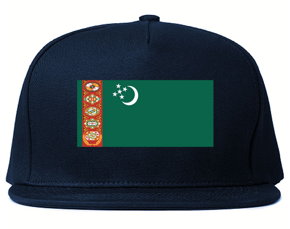 Turkmenistan Flag Country Printed Snapback Hat Cap Navy Blue