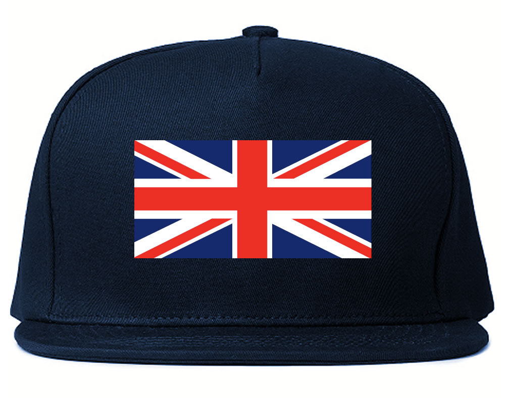 United Kingdom Flag Country Printed Snapback Hat Cap Navy Blue