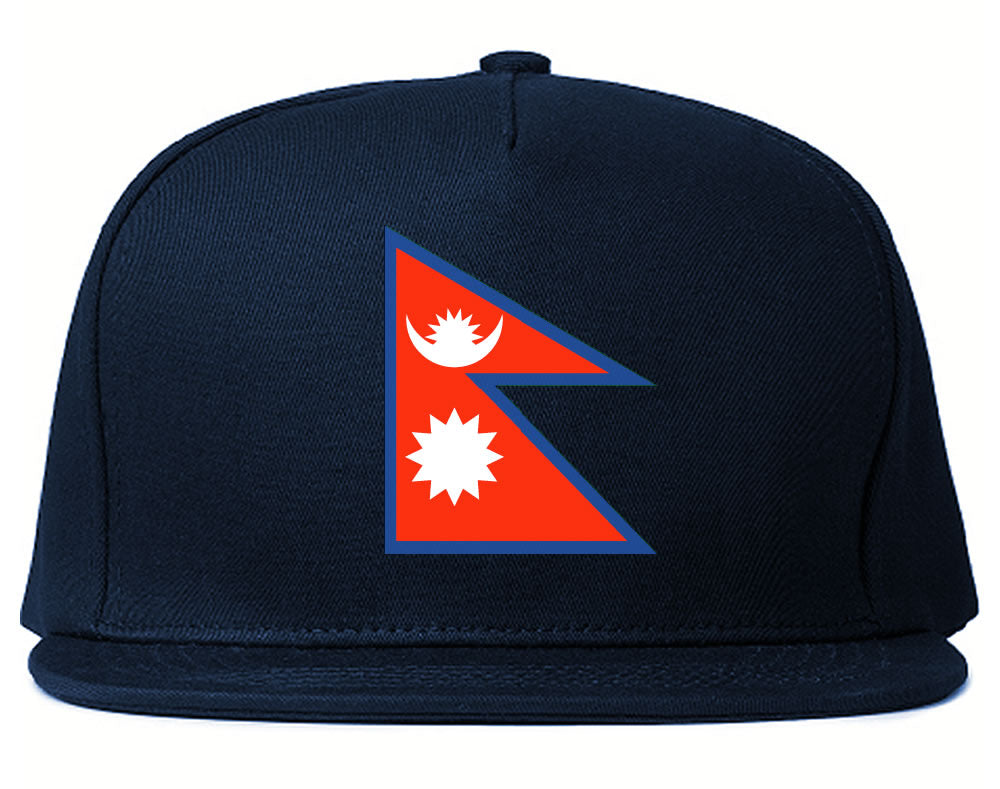 Nepal Flag Country Printed Snapback Hat Cap Navy Blue