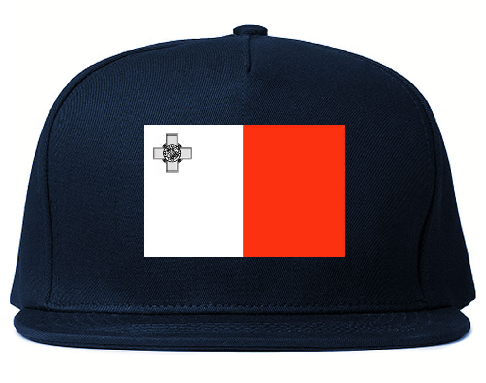 Malta Flag Country Printed Snapback Hat Cap Navy Blue