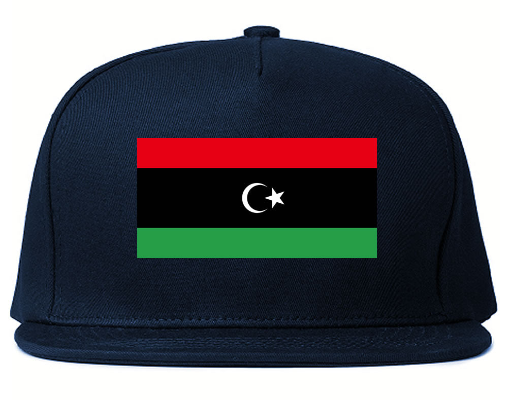 Libya Flag Country Printed Snapback Hat Cap Navy Blue
