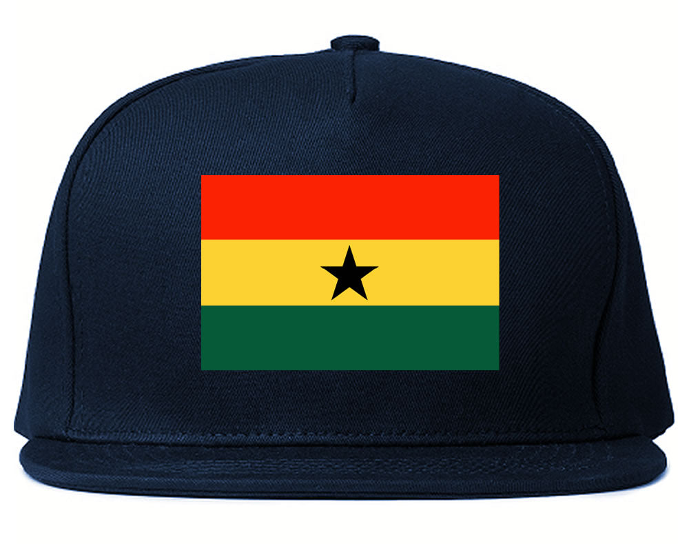 Ghana Flag Country Printed Snapback Hat Cap Navy Blue