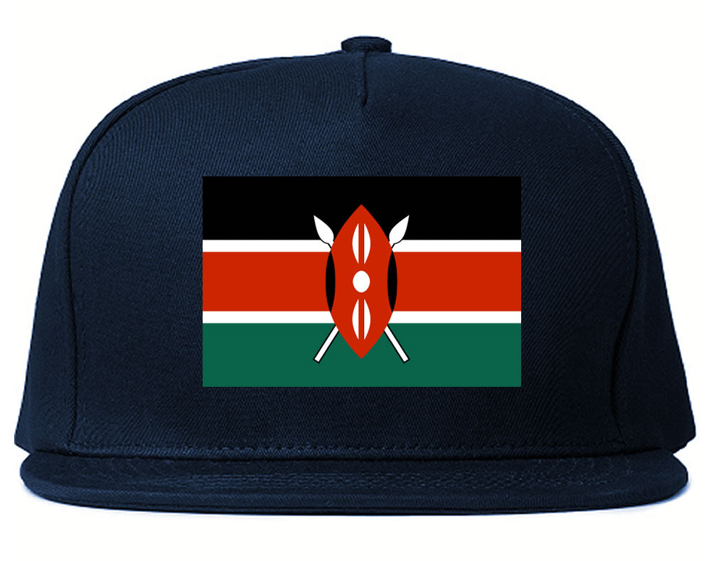 Kenya Flag Country Printed Snapback Hat Cap Navy Blue