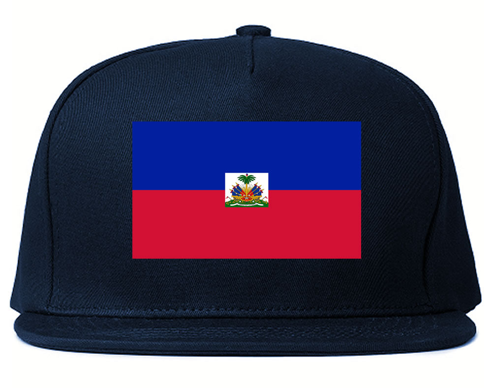 Haiti Flag Country Printed Snapback Hat Cap Navy Blue