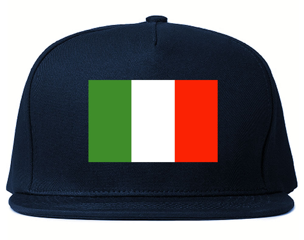 Italy Flag Country Printed Snapback Hat Cap Navy Blue