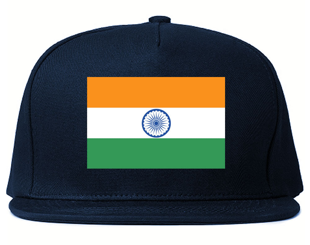India Flag Country Printed Snapback Hat Cap Navy Blue