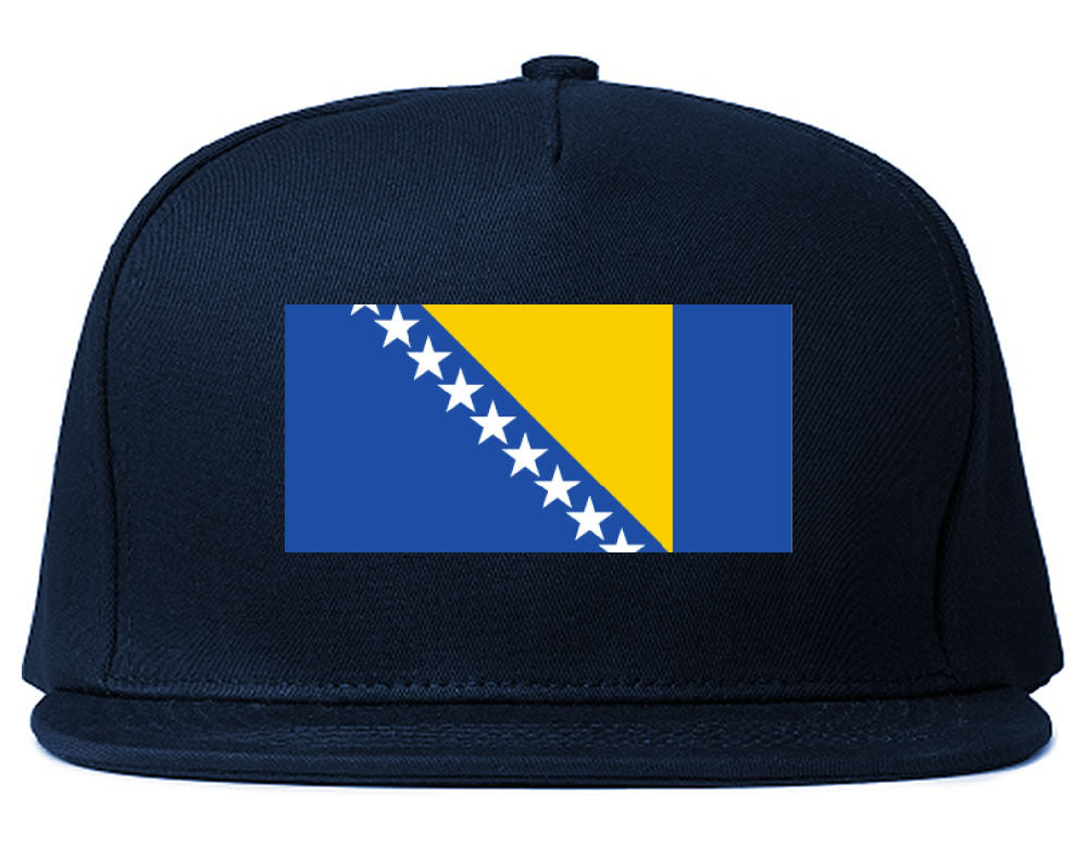 Bosnia Flag Country Printed Snapback Hat Cap Navy Blue