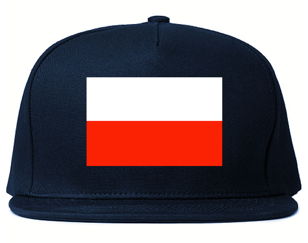 Poland Flag Country Printed Snapback Hat Cap Navy Blue